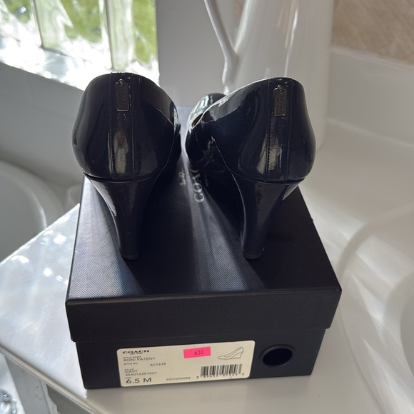 Coach Patent Leather Wedges (Navy) - Picture 2 of 3